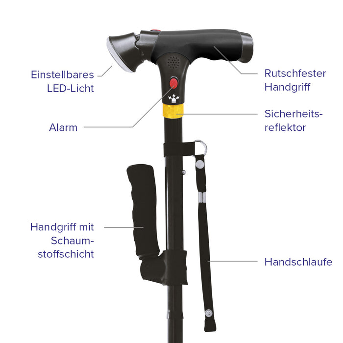 DR-HO'S Get Up & Go Gehstock, Dunkelblau / Schwarz