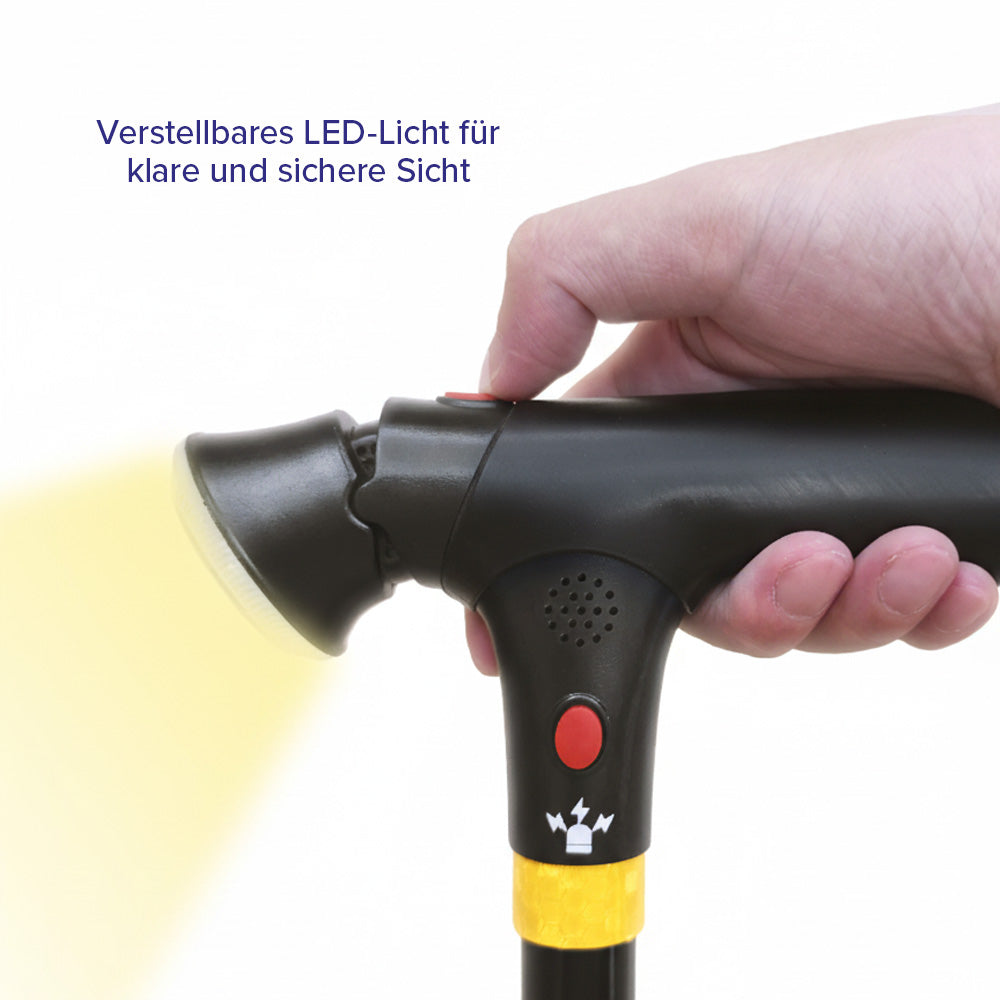Verstellbares LED-Licht am Griff des DR-HO'S Get Up & Go Gehstocks
