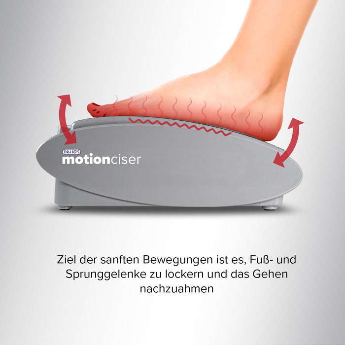 Illustration der sanften Fußbewegung auf dem DR-HO'S MotionCiser Fit zur Geh-Simulation im Sitzen